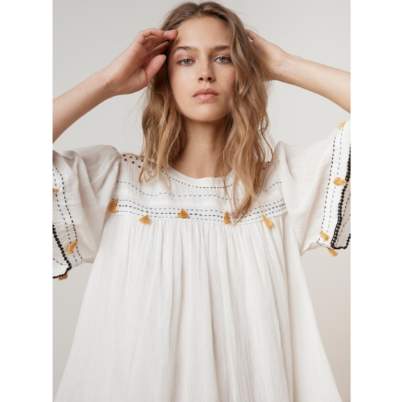 Anthropologie Tops - Anthropologie Demy hand stitched gauze top NWT